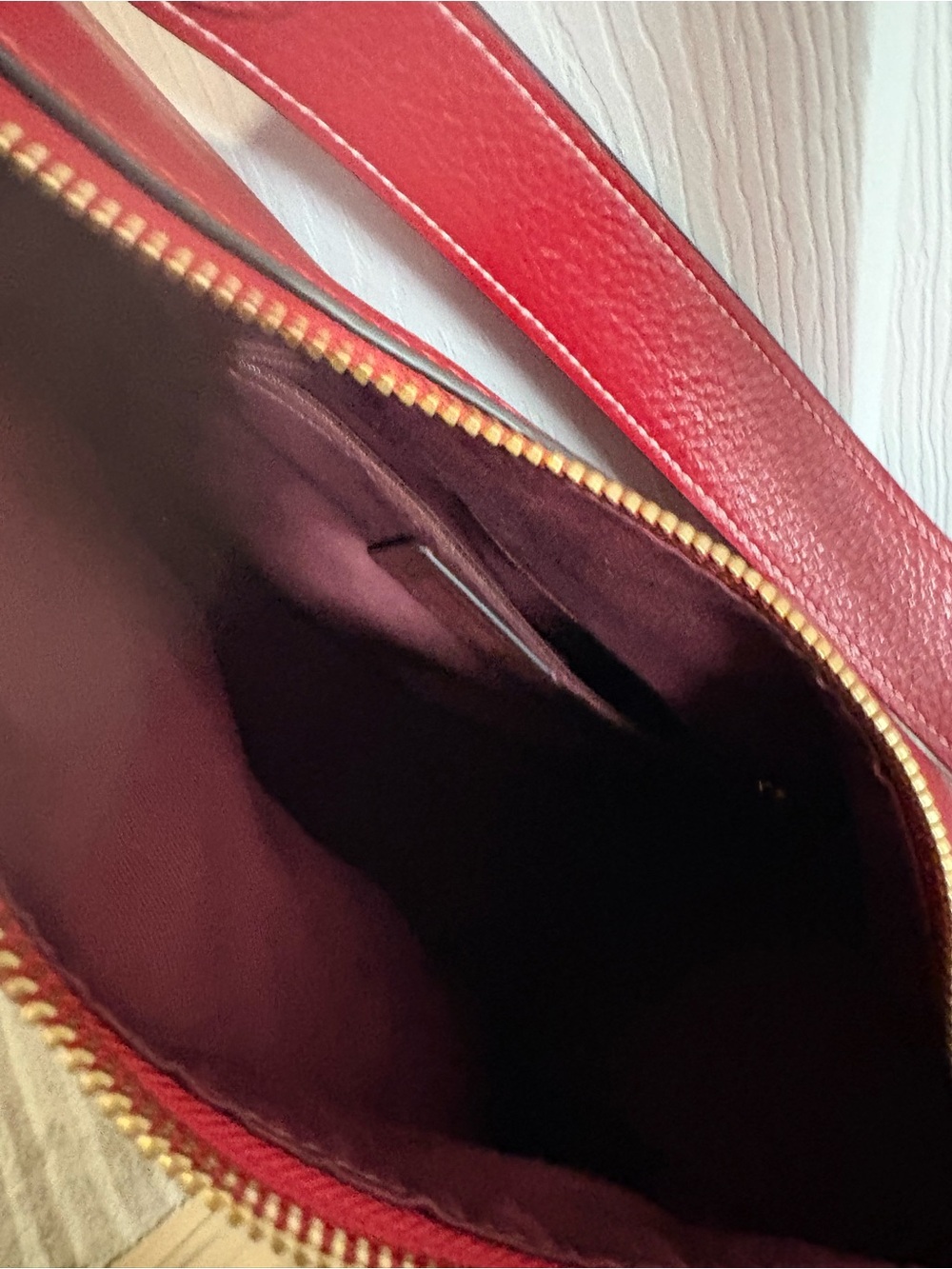 Coach Red Pebbled Leather Shoulder Hobo with Gold Hardware - Picture 5 of 5